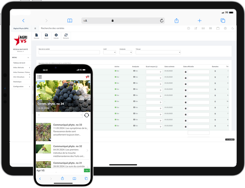 Agri VS - Application mobile du Service de l'agriculture du Valais